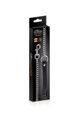 Поводок Fetish Tentation Premium Metal leash with cowhide leather wrist (115 см) картинка