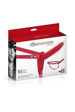 Страпон с вибрацией Fetish Tentation Vibrating Strap-On with Dildo Red, красный картинка