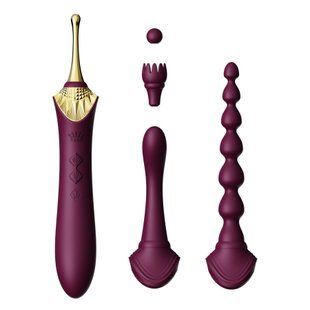 Мультифункціональний вібратор із насадками та підігрівом Zalo Bess 2 Velvet Purple (діаметр 3,3 см) зображення