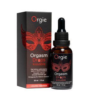 Збуджувальні краплі для клітора їстівні Orgie Orgasm Drops Kissable (30 мл) тепло-холод, смак яблука та гвоздики зображення