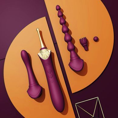 Мультифункціональний вібратор із насадками та підігрівом Zalo Bess 2 Velvet Purple (діаметр 3,3 см) зображення