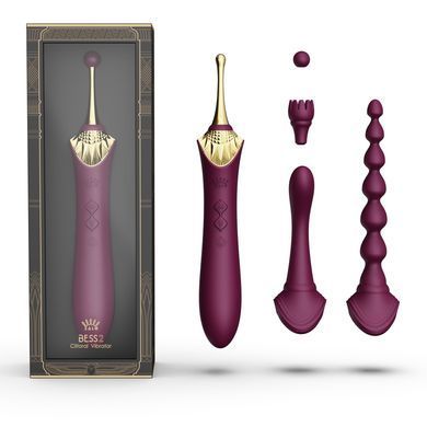 Мультифункціональний вібратор із насадками та підігрівом Zalo Bess 2 Velvet Purple (діаметр 3,3 см) зображення