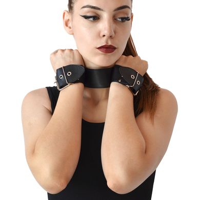 Ошейник с наручниками из натуральной кожи Art of Sex Bondage Collar with Handcuffs картинка