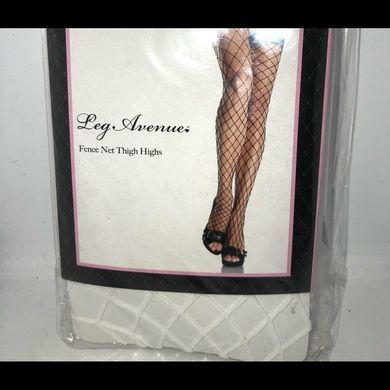 Панчохи у велику сітку Leg Avenue Fence Net Thigh Highs OS White зображення