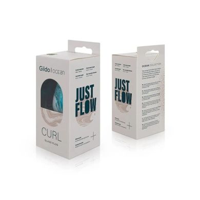 Скляна анальна пробка з силіконовою основою Gildo Ocean Curl Glass Butt plug (діаметр 5 см) зображення