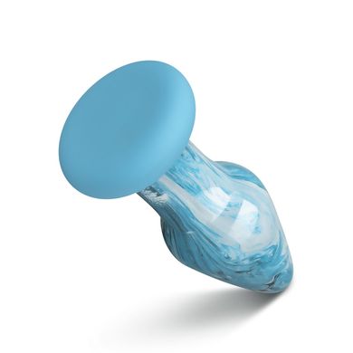 Скляна анальна пробка з силіконовою основою Gildo Ocean Curl Glass Butt plug (діаметр 5 см) зображення