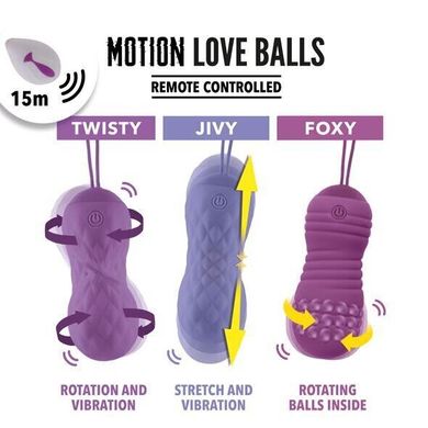 Вагінальні кульки з рухом вгору-вниз і вібрацією FeelzToys Motion Love Balls Jivy (пульт ДУ + сумочка-косметичка) зображення