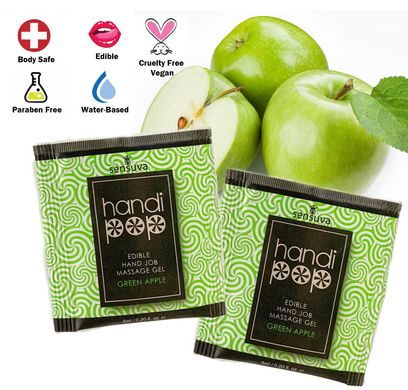 Пробник масажного гелю для орально-мануальних ласк Sensuva Handipop Green Apple, зелене яблуко (6 мл) зображення
