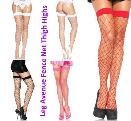 Панчохи у велику сітку Leg Avenue Fence Net Thigh Highs OS White зображення
