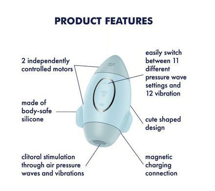 Вакуумний вібратор - ракета Satisfyer Mission Control Blue зображення