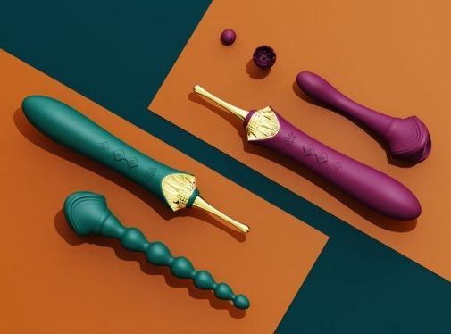 Мультифункціональний вібратор із насадками та підігрівом Zalo Bess 2 Velvet Purple (діаметр 3,3 см) зображення