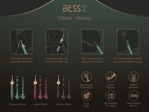 Мультифункціональний вібратор із насадками та підігрівом Zalo Bess 2 Velvet Purple (діаметр 3,3 см) зображення