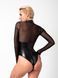 Боди с прозрачным верхом и кольцами Noir Handmade F321 Edge wetlook and mesh body with rings, размер S картинка 2