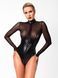 Боди с прозрачным верхом и кольцами Noir Handmade F321 Edge wetlook and mesh body with rings, размер S картинка 1