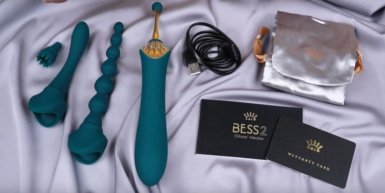 Мультифункціональний вібратор із насадками та підігрівом Zalo Bess 2 Velvet Purple (діаметр 3,3 см) зображення