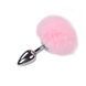 Металлическая анальная пробка Кроличий хвостик Alive Fluffly Plug Pink, размер S  картинка