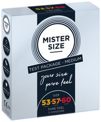 Набор тонких презервативов Mister Size pure feel, размеры 53-57-60 (3 шт) картинка