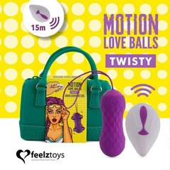 Вагінальні кульки з ротацією і вібрацією FeelzToys Motion Love Balls Twisty (пульт ДУ + сумочка-косметичка) зображення