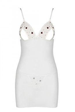 Сорочка с вырезами на груди + стринги Passion LOVELIA CHEMISE white, размер S/M картинка