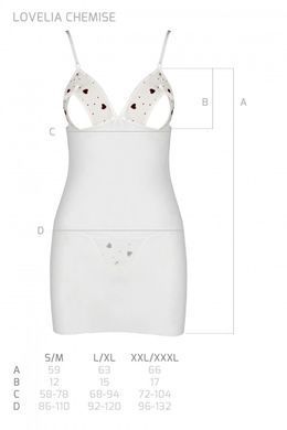 Сорочка с вырезами на груди + стринги Passion LOVELIA CHEMISE white, размер S/M картинка