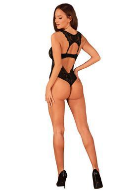 Мереживне боді з відкритим доступом Obsessive Donna Dream crotchless teddy Black, розмір XS/S зображення