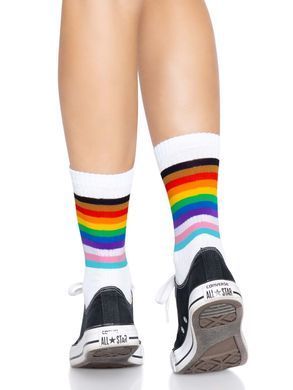 Шкарпетки жіночі в смужку Leg Avenue Pride crew socks Rainbow, розмір 37&ndash;43  зображення
