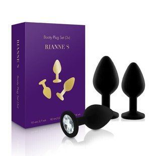 Набор анальных пробок с кристаллом Rianne S: Booty Plug Set Black (диаметр 2,7 см, 3,5 см, 4,1 см) картинка