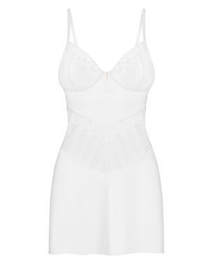 Красива сорочка + трусики Obsessive Alissium chemise & thong White, розмір XS/S зображення