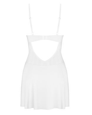 Красива сорочка + трусики Obsessive Alissium chemise & thong White, розмір XS/S зображення