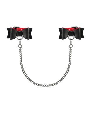 Шкіряні наручники з ланцюжком Obsessive A745 cuffs black One size зображення