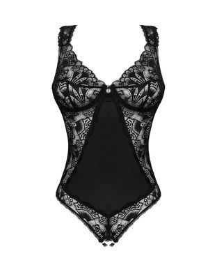 Мереживне боді з відкритим доступом Obsessive Donna Dream crotchless teddy Black, розмір XS/S зображення