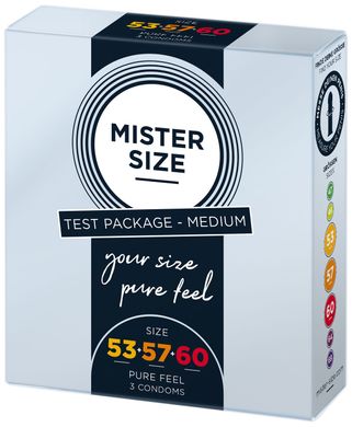 Набір тонких презервативів Mister Size pure feel, розміри 53-57-60 (3 шт) зображення