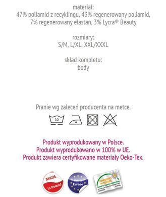 Еротичне боді Passion ECO KERRIA BODY black, розмір L/XL зображення