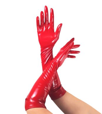 Глянцевые виниловые перчатки Art of Sex Lora красные, размер S картинка