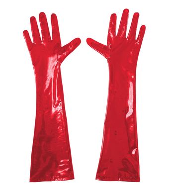 Глянцеві вінілові рукавички Art of Sex Lora червоні, розмір S зображення