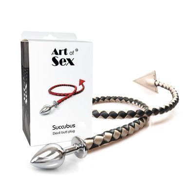 Металева анальна пробка з диявольським хвостом Art of Sex Succubus, чорно-золотий, розмір L (діаметр 4 см) зображення