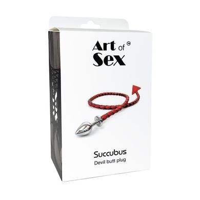 Металева анальна пробка з диявольським хвостом Art of Sex Succubus, чорно-золотий, розмір L (діаметр 4 см) зображення