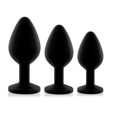 Набор анальных пробок с кристаллом Rianne S: Booty Plug Set Black (диаметр 2,7 см, 3,5 см, 4,1 см) картинка