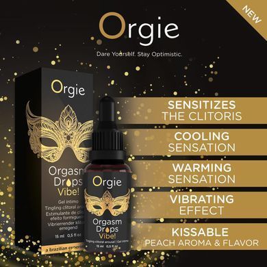 Збуджувальні краплі для клітора Orgie Orgasm Drops Vibe! (15 мл) тепло-холод, ефект вібрації зображення