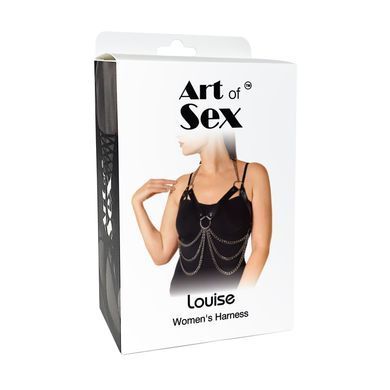 Женская кожаная портупея с цепочками Art of Sex Louise черная, размер XS-2XL картинка