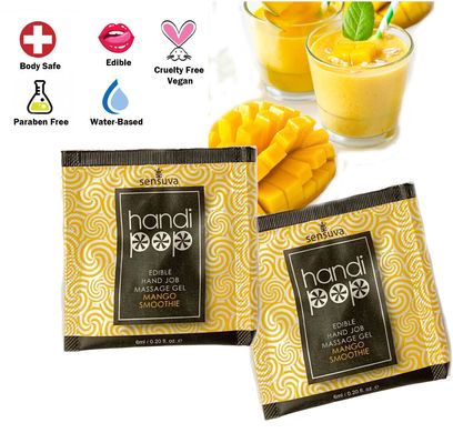 Пробник масажного гелю для орально-мануальних ласк Sensuva Handipop Mango Smoothie,  манго смузі (6 мл) зображення
