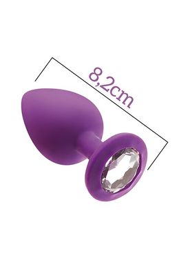Анальна пробка з кристалом MAI Attraction Toys №48 Purple (довжина 8,2 см, діаметр 3,5 см) зображення