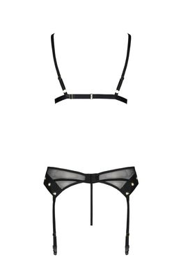 Еротичний комплект: бюстгальтер, пояс для панчіх, стрінги Passion NESSY SET black, розмір L/XL зображення