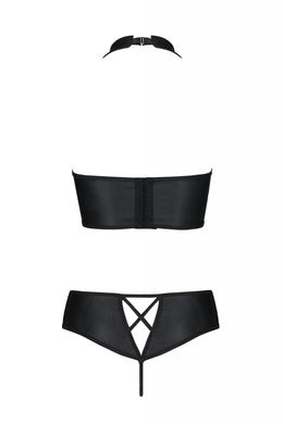 Комплект из эко-кожи: бра + трусики Passion Nancy Bikini black, размер 4XL/5XL картинка