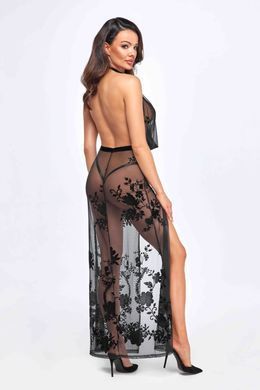 Довга прозора сукня Noir Handmade F312 Divinity long flocked mesh dress with open back, розмір S зображення