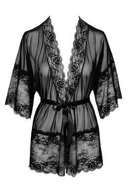Коротенький пеньюар с кружевом Kissable Midnight Kiss Negligee, размер S/M картинка