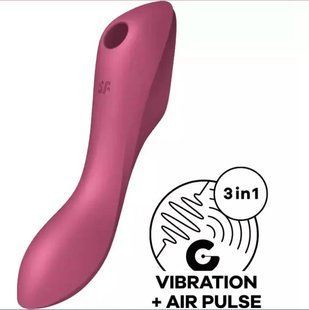 Вакуумный стимулятор с вибрацией Satisfyer Curvy Trinity 3 Red (диаметр 3,7 см) картинка