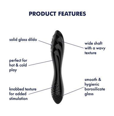 Скляний дилдо двосторонній Satisfyer Dazzling Crystal 1 Black (діаметр 3,6 см) зображення