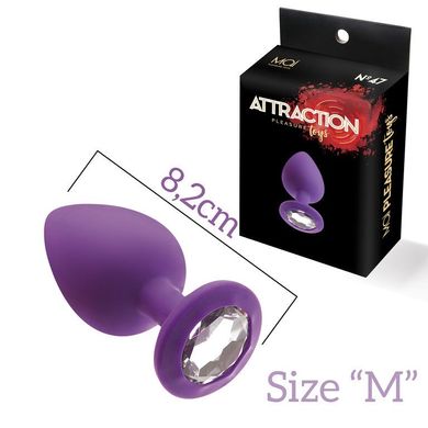 Анальна пробка з кристалом MAI Attraction Toys №48 Purple (довжина 8,2 см, діаметр 3,5 см) зображення