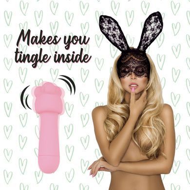 Міні-вібратор з двома насадками FeelzToys Mister Bunny Pink (працює від батарейки) зображення